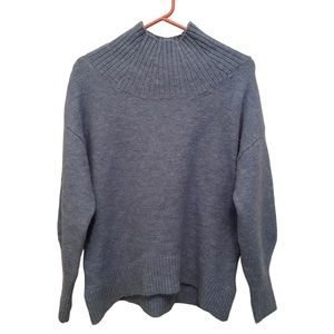 MNG Mango Blue Mock Neck Wool Blend Sweater Size Small